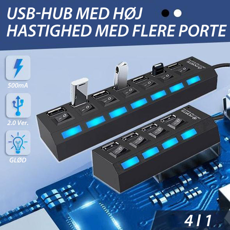 USB-hub med flere porte og høj hastighed