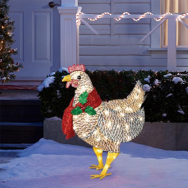 Lysende kylling med tørklæde juledekoration