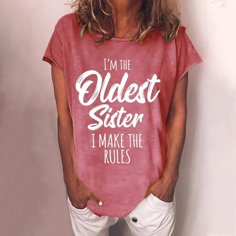 T-shirt med regler for søsterskab