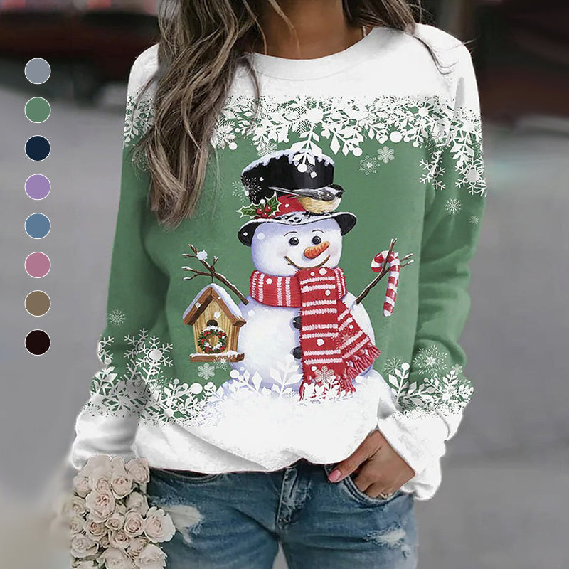 Multifarvet sweater med juletryk