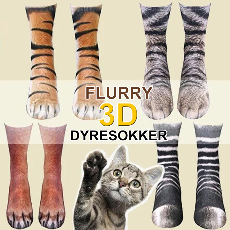 Flurry 3D Dyrepotesokker-[EN STØRRELSE PASSER TIL ALLE]