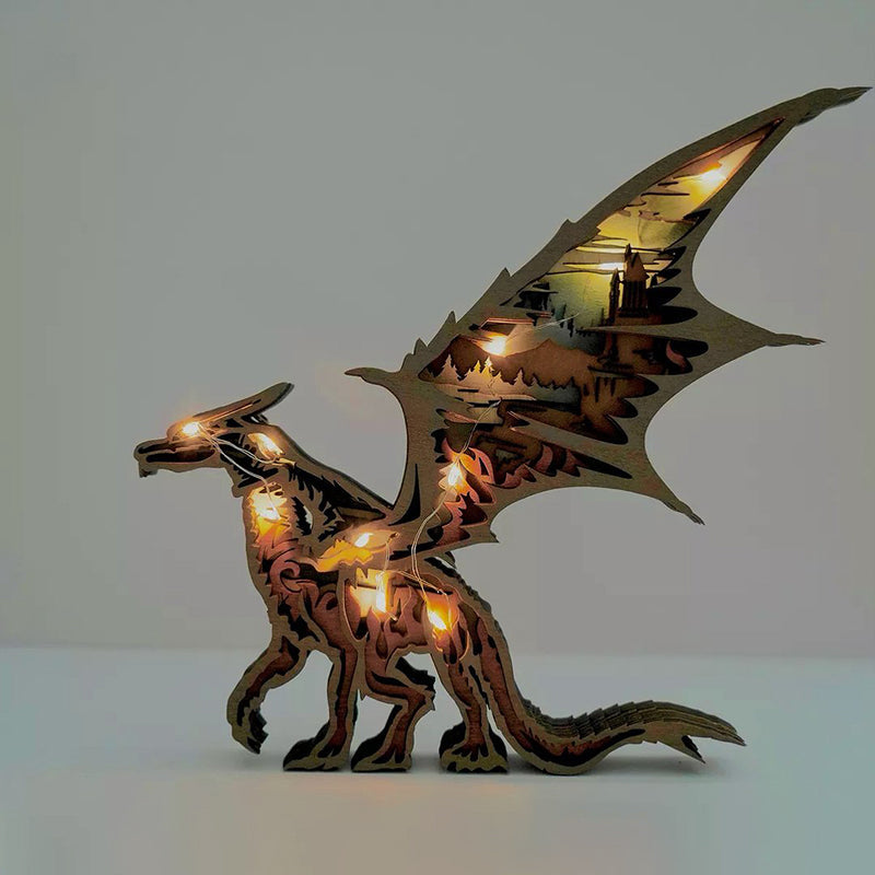 Wooden Carved Animal Ornaments (With Lights)