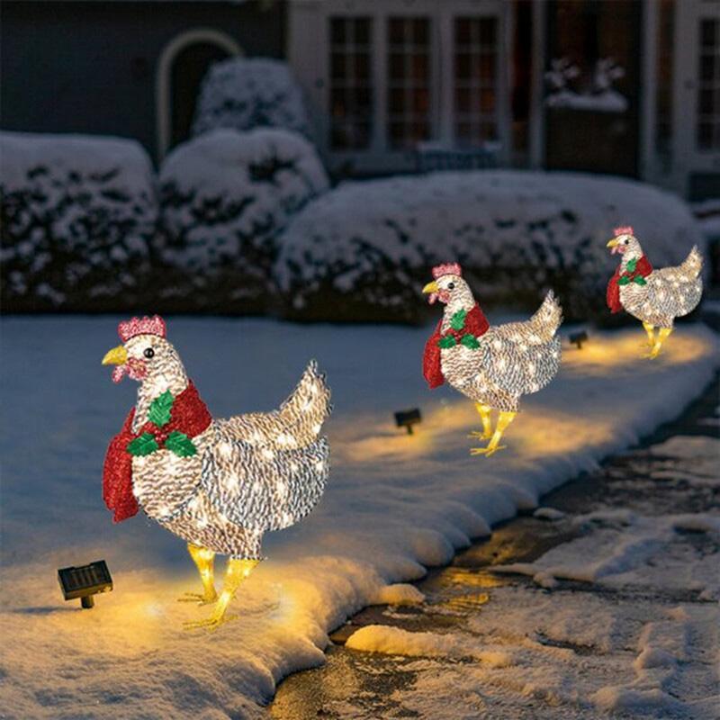 Lysende kylling med tørklæde juledekoration