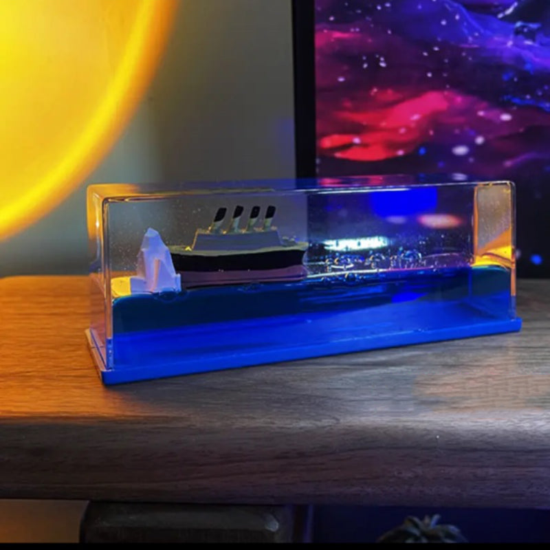 Flydende krydstogtskib flaskedekoration til skrivebord