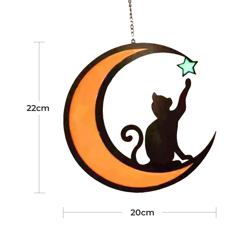 Dekorationer med måne og sort kat
