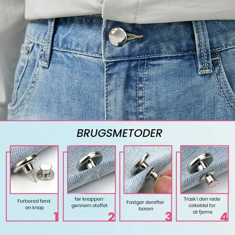Justerbare knapper til Jeans med trådfri installation