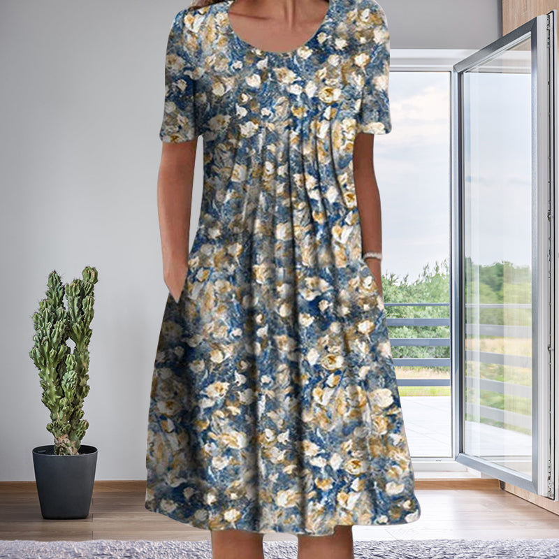 Kortærmet kjole med print