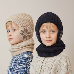 Vintersæt i fleece - tørklæde og hue til børn
