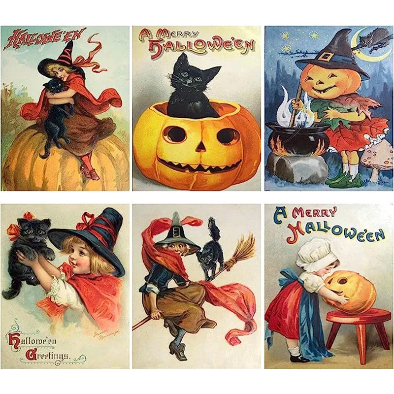 Vintage Halloween postkortsæt (24 stk)