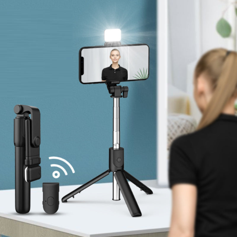 6 i 1 trådløs Bluetooth Selfie Stick m/fod