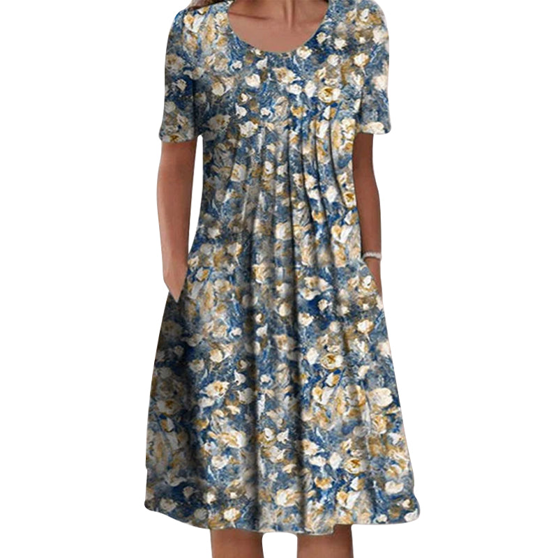 Kortærmet kjole med print