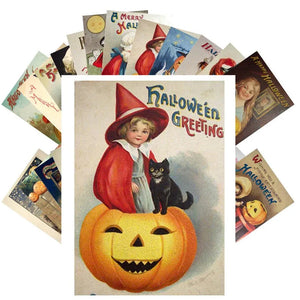 Vintage Halloween postkortsæt (24 stk)