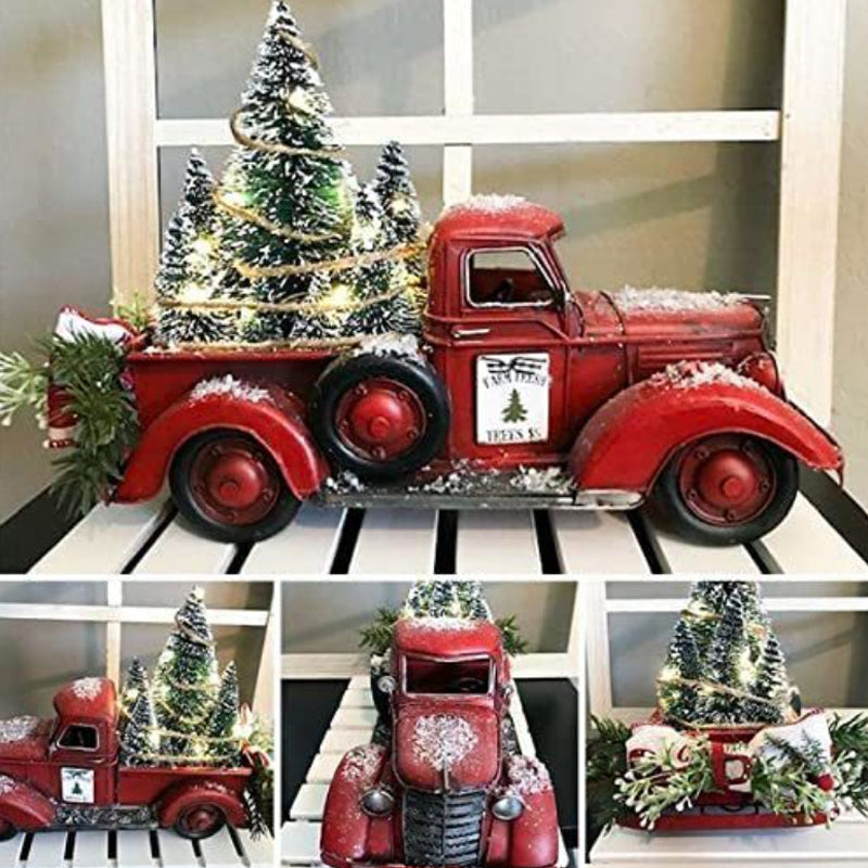Rød bondegårdslastbils- juledekoration
